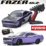 COMPLETO AUTOMODELO KYOSHO ELÉTRICO FAZER MK2 DODGE STR CHALLENGER 2015 HELLCAT ROXO 1/10 RÁDIO 2.4GHZ 4X4 COM BATERIA LIPO ALARME E CARREGADOR KYO34415T1B